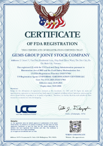 chứng nhận FDA - máy lọc nước Hydrogen Ion Kiềm GEMS