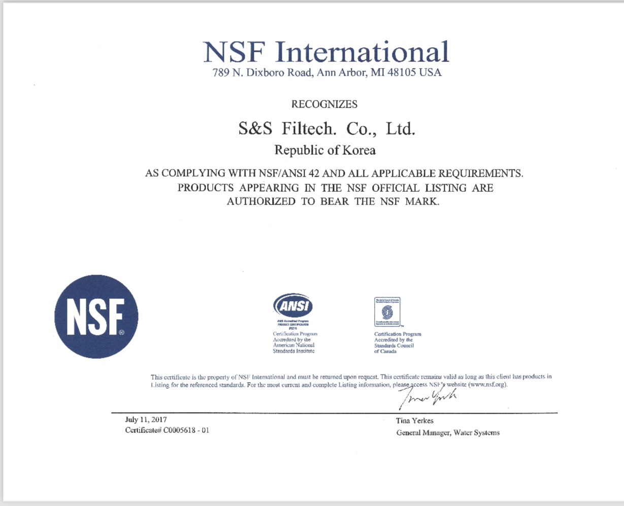 chứng nhận NSF - máy lọc nước Hydrogen Ion Kiềm GEMS 