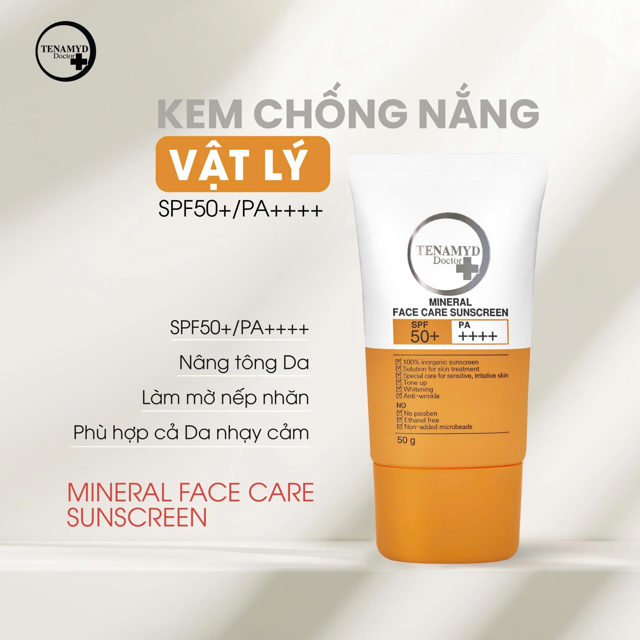 Kem chống nắng vật lý SPF50+PA++++ TENAMYD DOCTOR MINERAL FACE CARE SUNSCREEN SPF50+PA++++_2