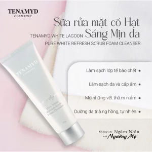 Sữa rửa mặt có hạt sáng mịn da - TENAMYD WHITE LAGOON PURE WHITE REFRESH SCRUB FOAM CLEANSER_4